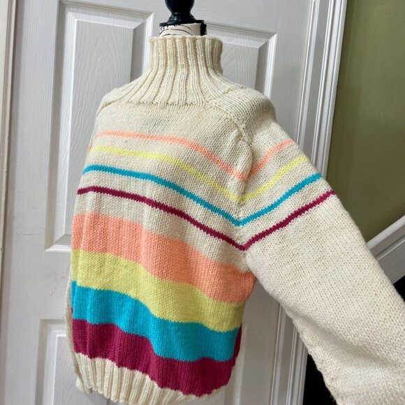 GRANNY SQUARE CHUNKY WOOL SWEATER COLOR POP SIZE MEDIUM - Picture 10 of 14